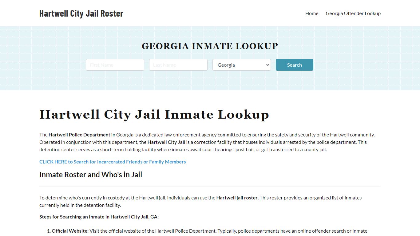 Hartwell Police Department & City Jail, GA Inmate Roster, Arrests, Mugshots